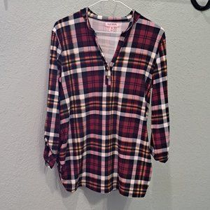 Feathers Maternity Plaid Top - Size S